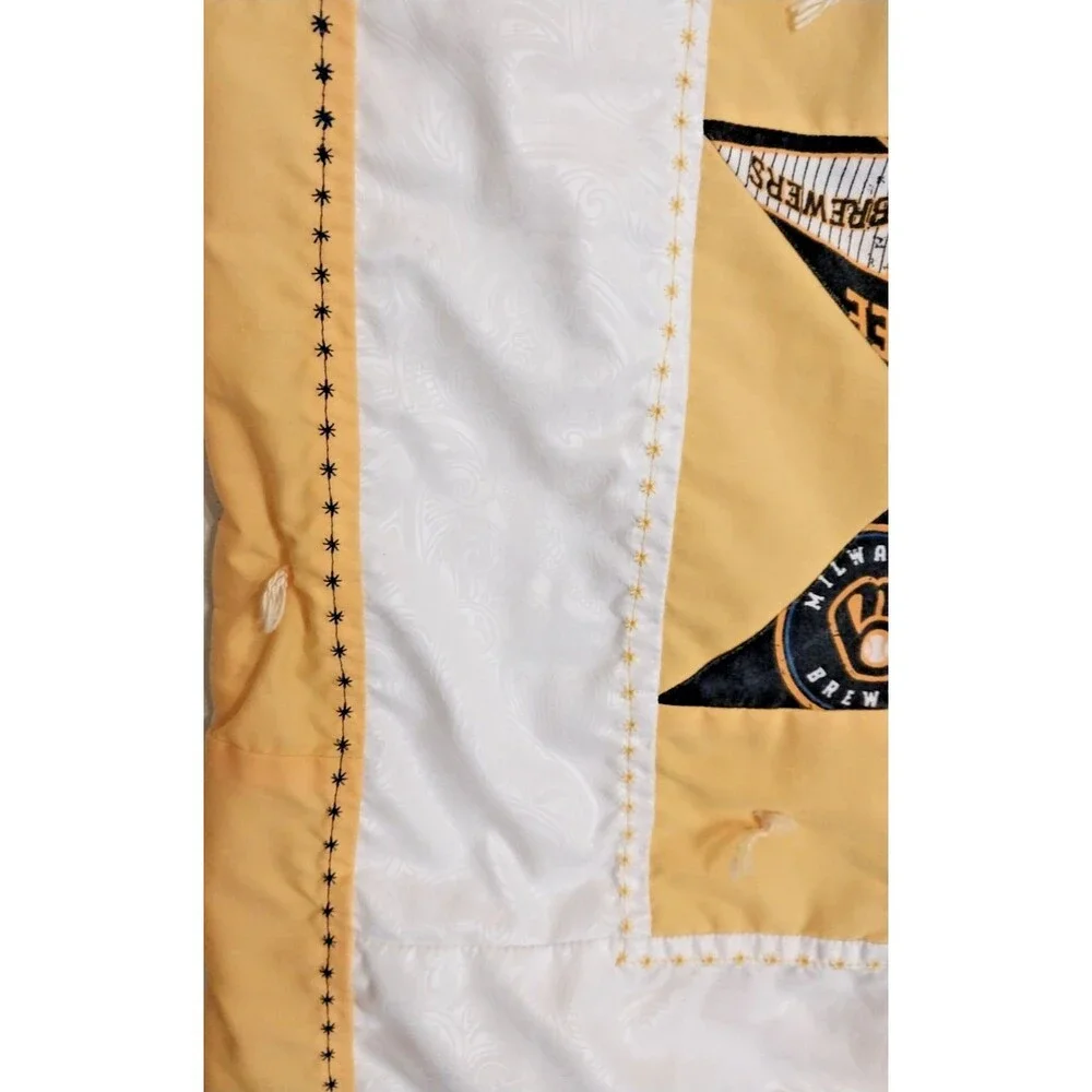 Quilted Baby/Lap Throw Wall Hanging MLB Brewers Granny Machine Stitched 52